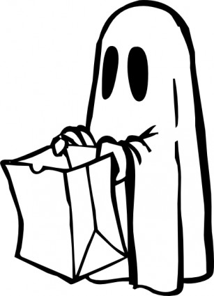 Ghost avec sac noir et blanc clip art