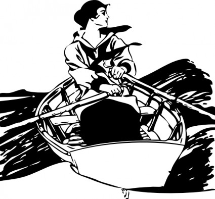 Girl In Rowboat Clip Art
