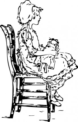 jeune fille assise sur une clipart de chaise