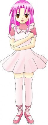 niña con clip art de cabello rosado