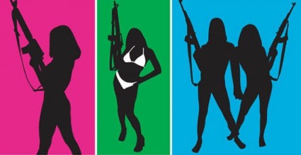meninas com silhuetas de arma