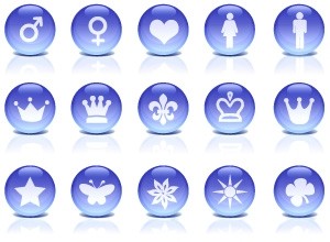 ícones de vidro azuis arredondados