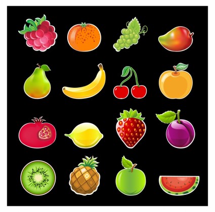 glänzende Früchte-Icon-set