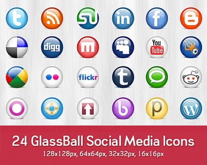 los medios de comunicación social brillante iconos psd gratis