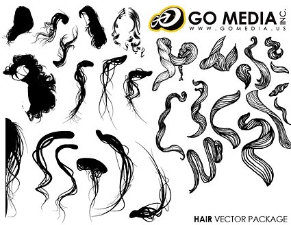 Vai media prodotto vettoriale capelli femminili serie