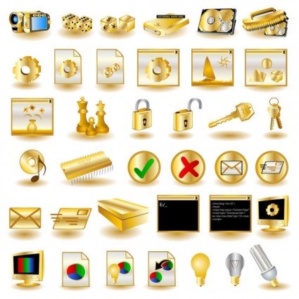 vector de icono de computadora común oro