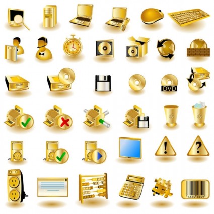 Gold Common Computer Icon Vector