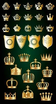 vetor de coroa e escudo de ouro