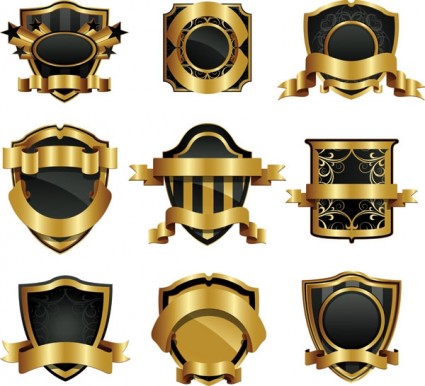 Gold Shield Abzeichen Vektor