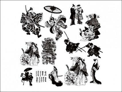 samouraï et geisha noire dorée