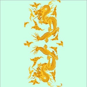 nubes y vector de patrón clásico chino del dragón de oro