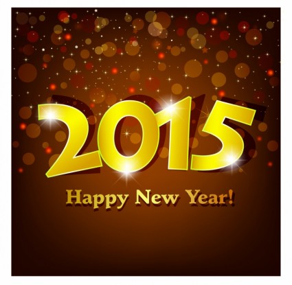 Golden Happy New Year With Sparking Spot Lights Background