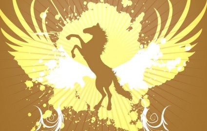 黄金の馬の背景のベクトル
