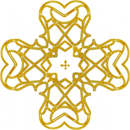 Golden arrotondato croce contorno ClipArt