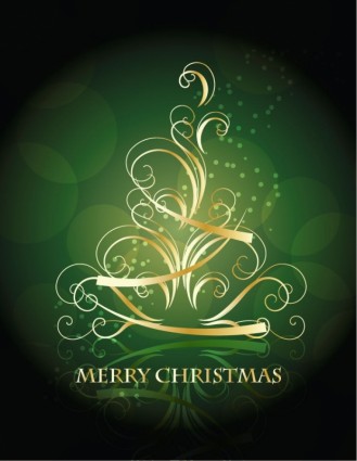 siyahımsı yeşil arka plana sahip Golden dönen Noel ağacı