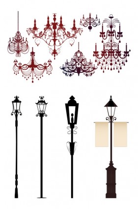 Lampu chandelier cantik silhouette vector