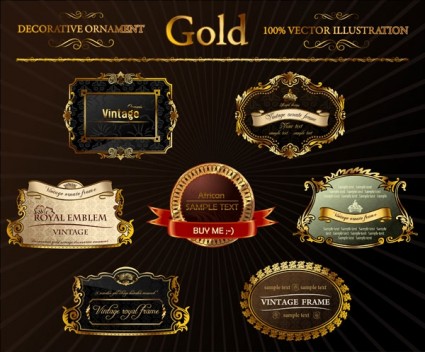 wunderschöne gold Label-Vektor