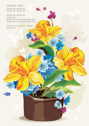 Gouache-Blumen-Blumen-Vektor