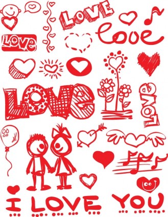 elementos de vector de día de San Valentín de graffitistyle
