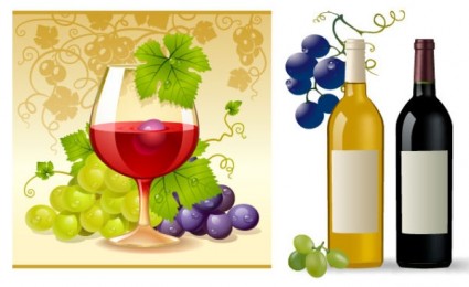 ブドウとワインのベクトル