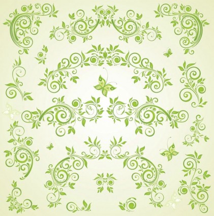 Green Butterfly European Pattern Vector