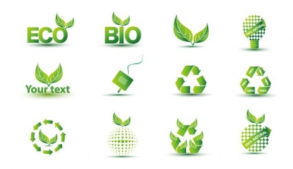 hijau eco icon set