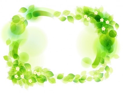 緑の花のフレームのベクトル図