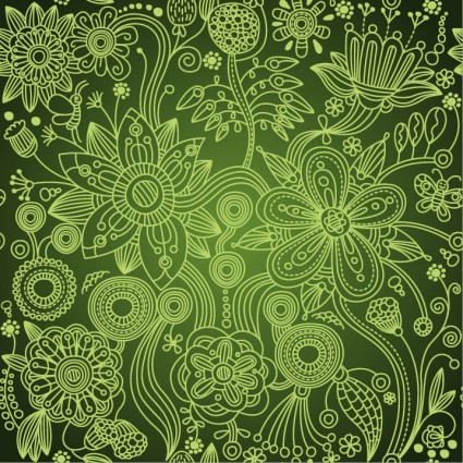 ภาพเวกเตอร์พื้นหลังจำแนกดอกไม้สีเขียว