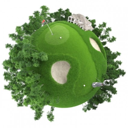 극좌표 정의 그림에서 녹색 골프 코스
