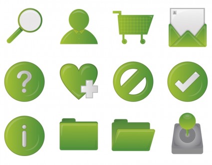 Green Icon Set Rounded Heart Help Kiwi Flavored