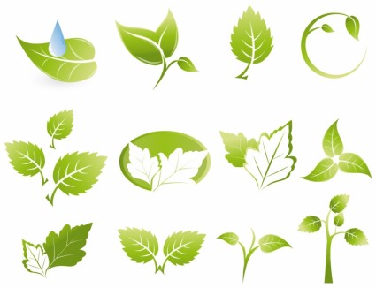 ícones de folha verde
