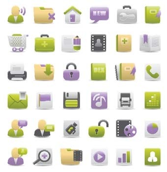 Зеленый пурпурный web icon set icon Векторный веб