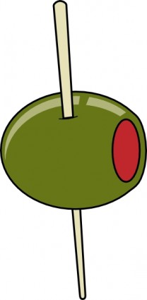 grüne Olive auf einen Zahnstocher-ClipArt