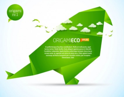 vector de animales de origami verde