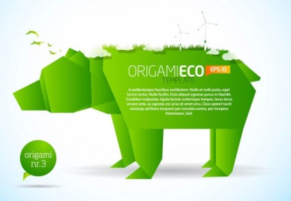 grüne Origami-Tiere-Vektor