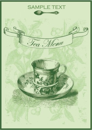 Zielona herbata menu wektor