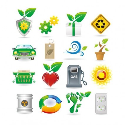 ícones de vetor de tema verde