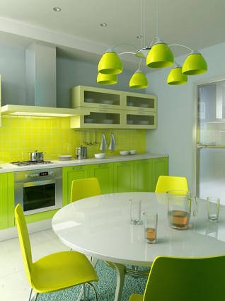 綠色的語氣的廚房圖片