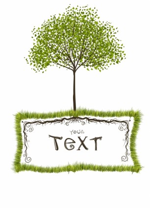 Green Tree Text Box Vector