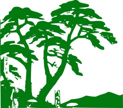 pohon-pohon hijau siluet clip art