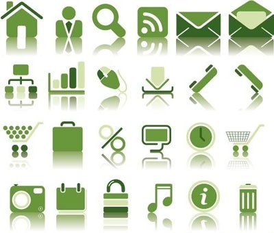 conjunto de iconos web verde