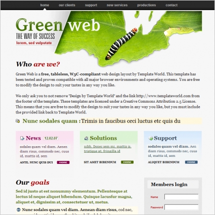 Szablon sieci web zielony