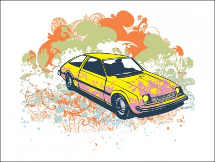Ilustración de vector de coche retro Grunge