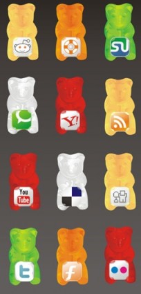 Gummibärchen soziale Icon set