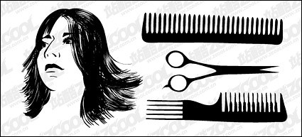 material do vetor de cabelo corte de cabelo