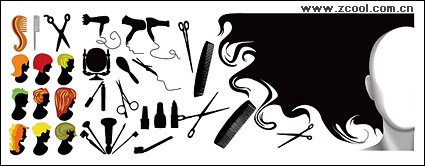 material de peluquería serie elemento vector