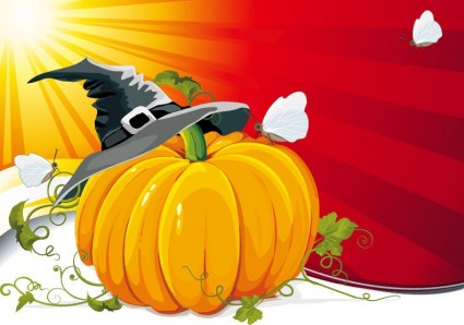 abóbora de Halloween com ilustração em vetor fundo ray
