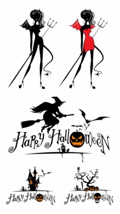 Halloween penyihir dan grafis vektor