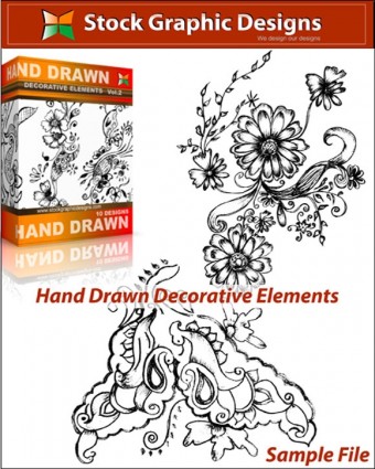 unsur-unsur dekoratif digambar tangan