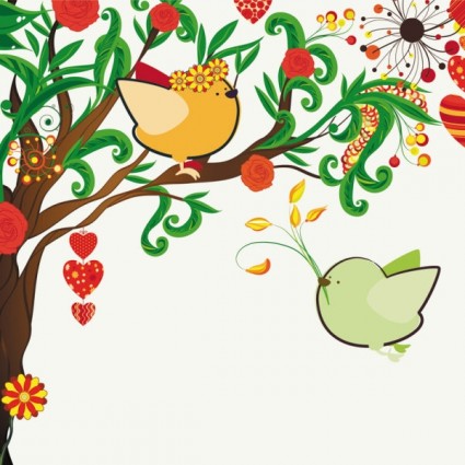 pájaros del amor handdrawn ilustración vector